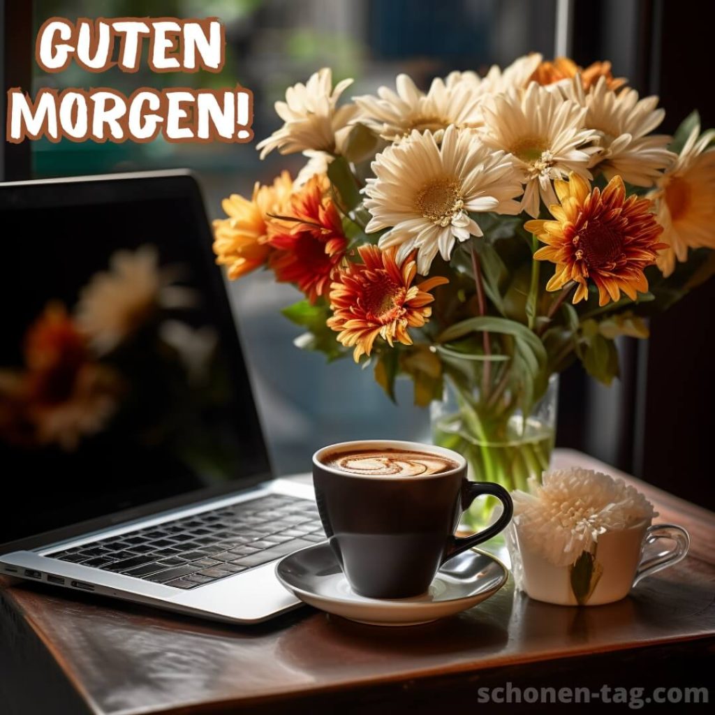 Guten Morgen kaffee bild Blumenstrauß kostenlos
