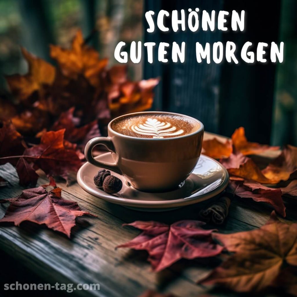 Guten Morgen kaffee bild Herbstblätter kostenlos