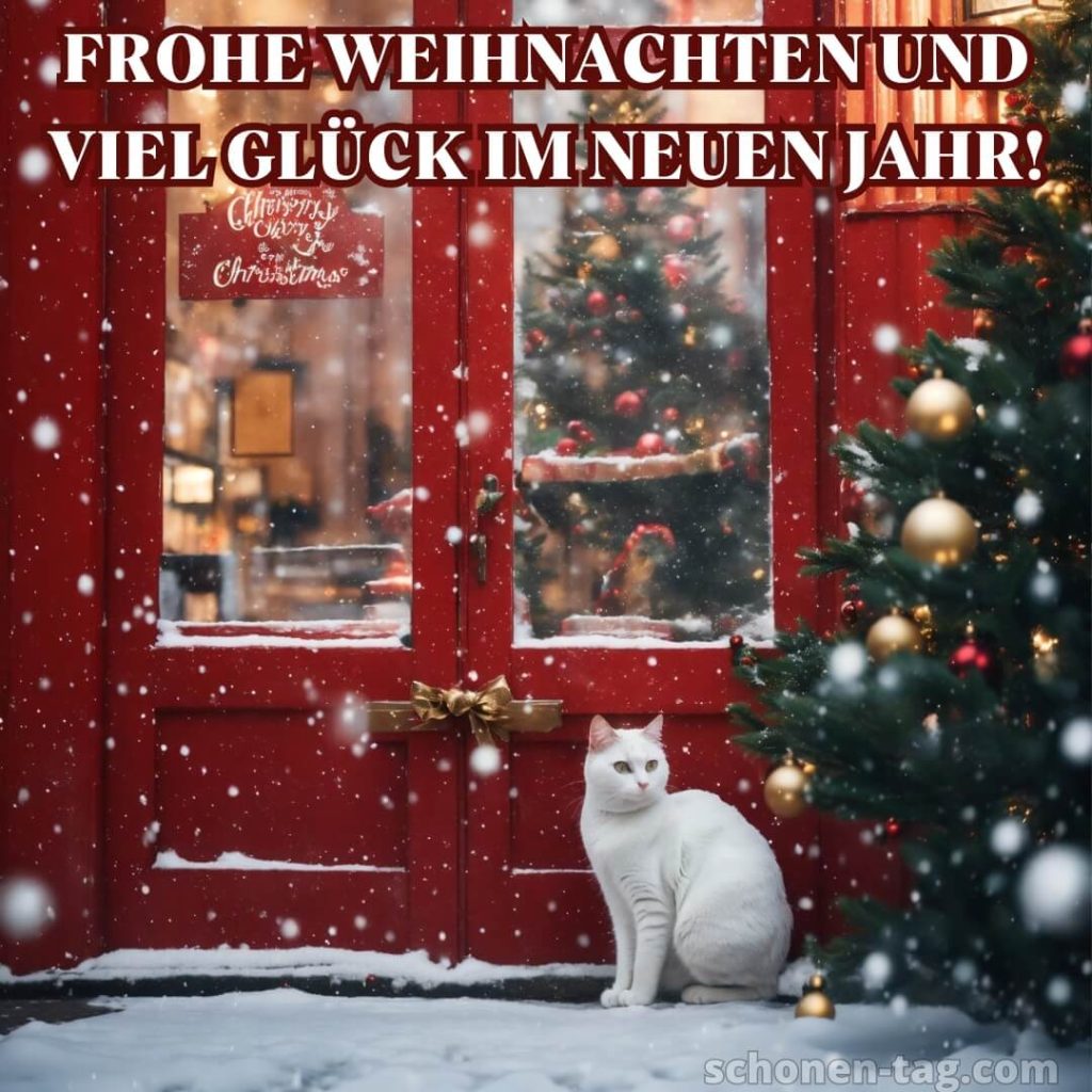 Frohe weihnachten bild weiße Katze kostenlos
