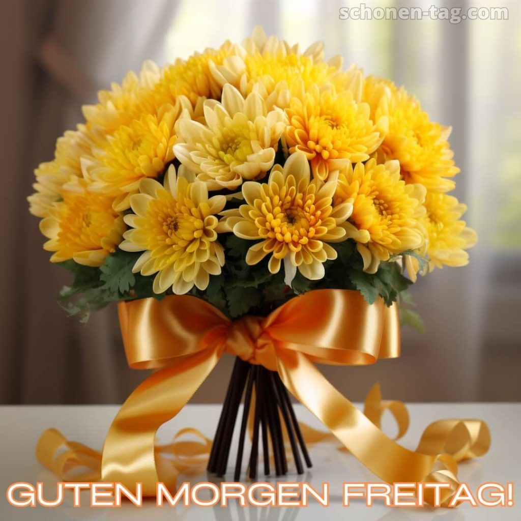 Guten morgen freitag blumen bild gelbe Chrysanthemen kostenlos