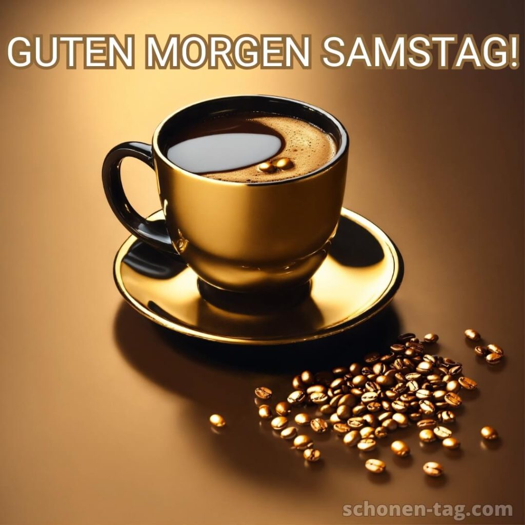 Kaffee guten morgen samstag bild goldene Kaffeetasse kostenlos