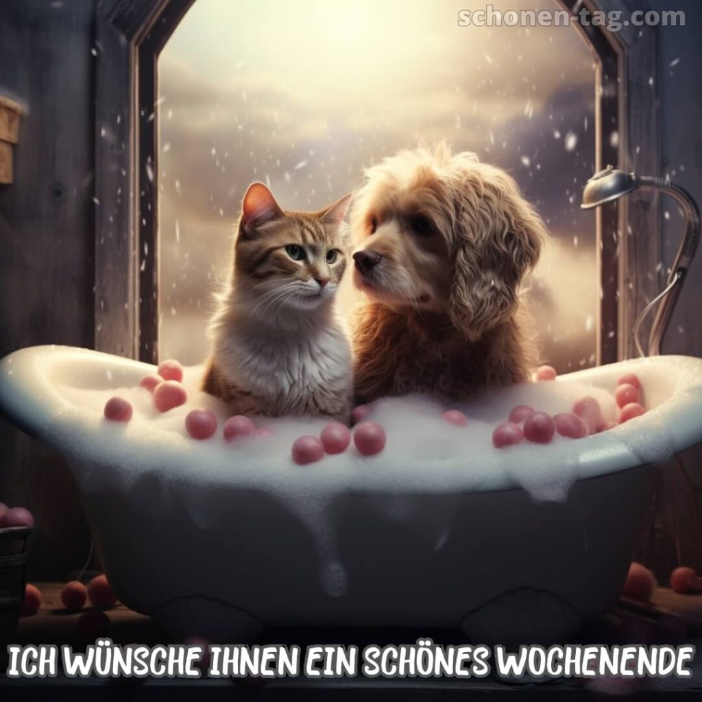 Romantisches wochenende bild Katze und Hund kostenlos