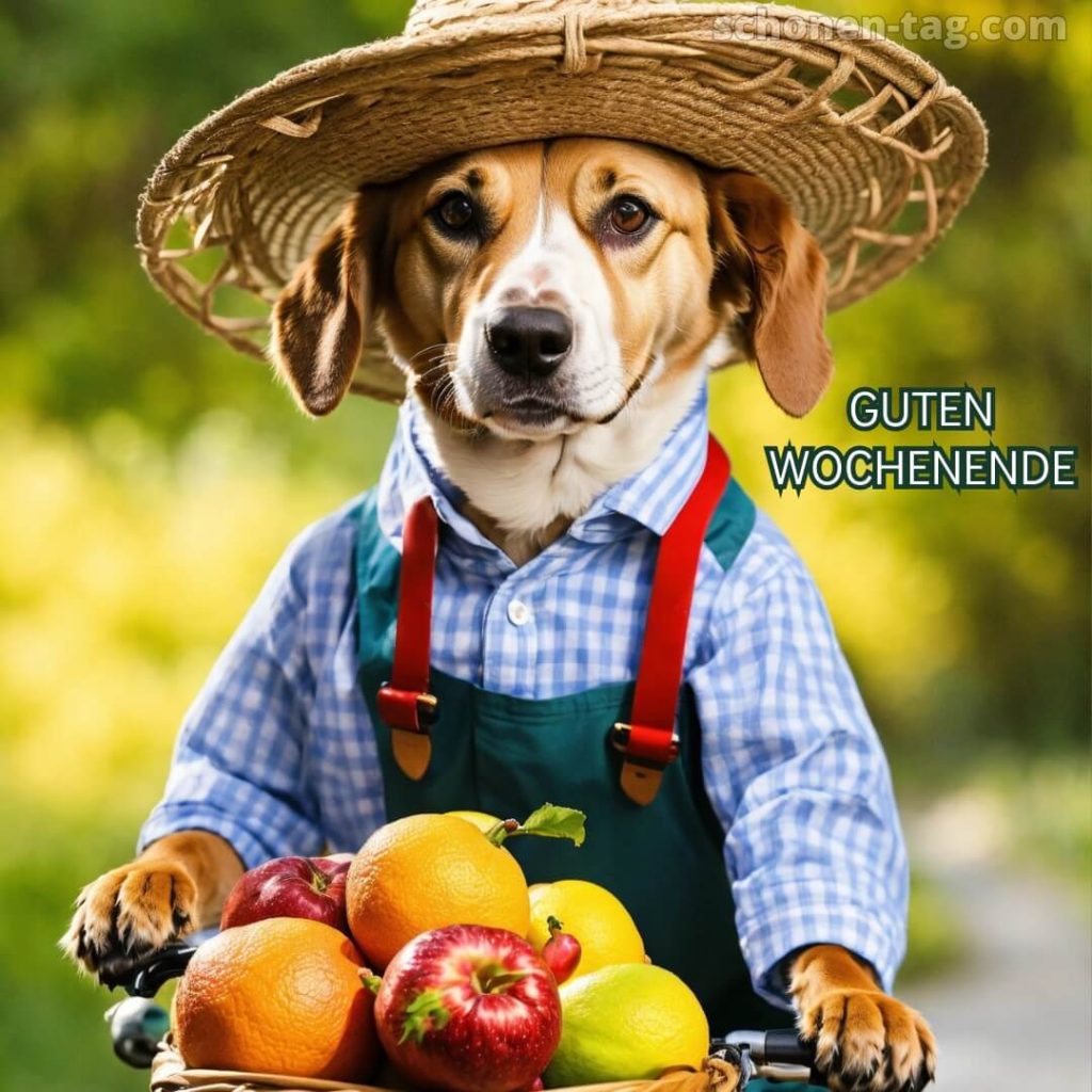 Wochenende lustig bild Hund mit Hut kostenlos