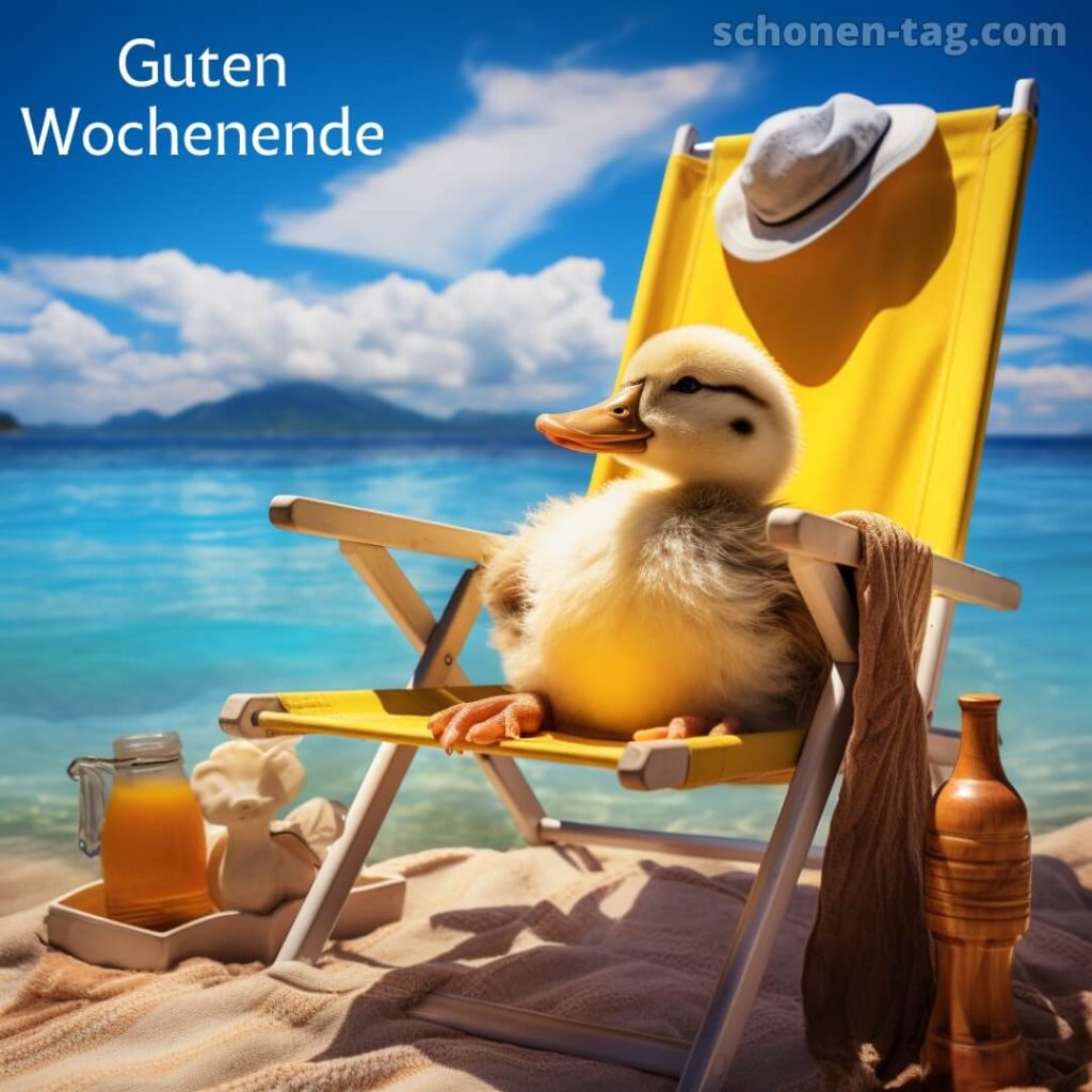 Wochenende lustig bild Ente auf dem Stuhl kostenlos