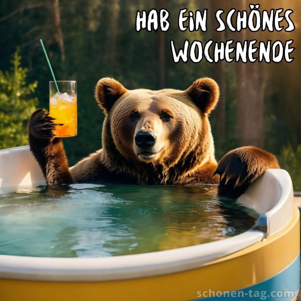 Wochenende lustig bild Bär im Pool kostenlos