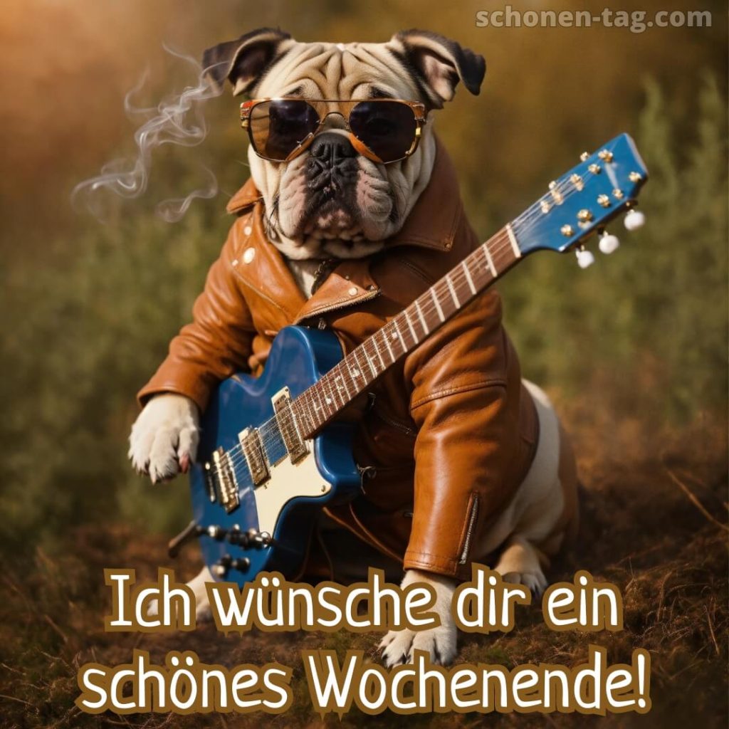 Wochenende lustig bild Hund mit Gitarre kostenlos