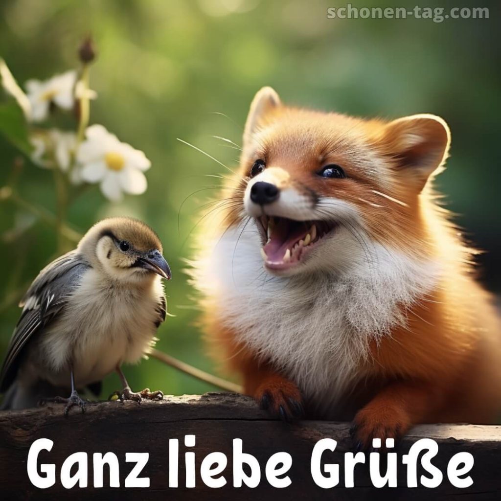 Liebe grüße bilder lustig bild Fuchs und Vogel kostenlos