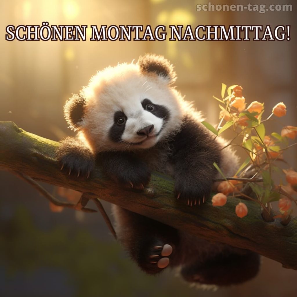 Montag nachmittag bild Panda auf dem Baum kostenlos