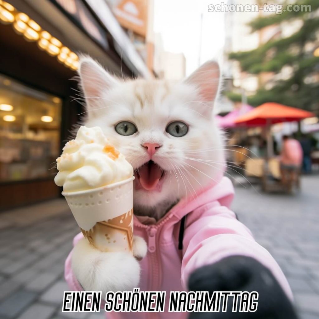 Schönen nachmittag lustig bild Katze mit Eis kostenlos